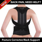 Black posture corrector back support brace for back pain relief