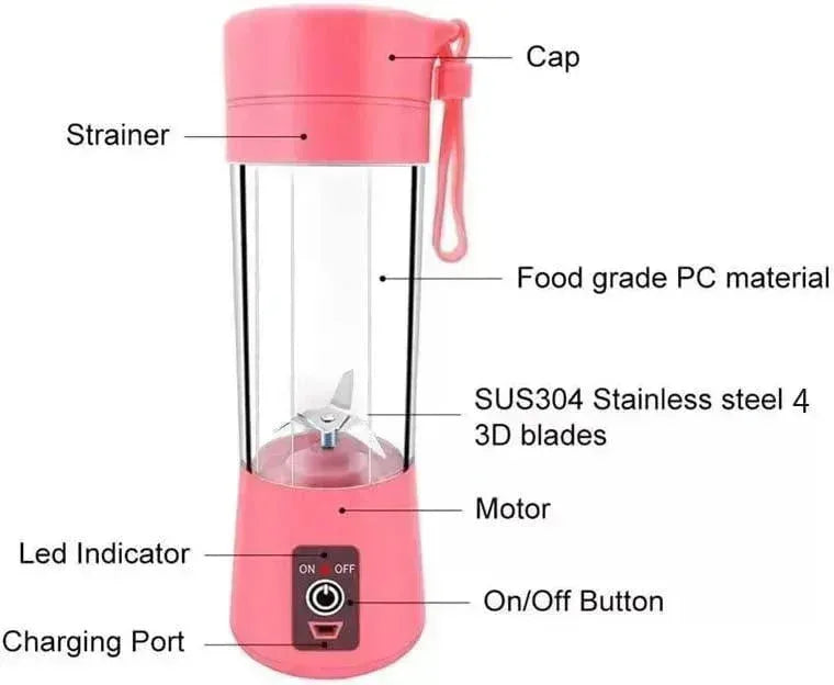 Portable Rechargeable Juicer Blender - USB Charging for Smoothies On-the-Go - Mix Bazar - Mix Bazar
