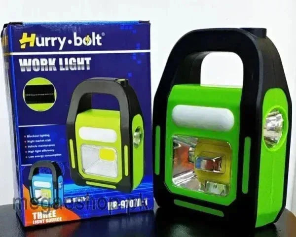 Hurry Bolt LED Work Light - Rechargeable Solar Emergency Torch with 3 Lighting Modes - Mix Bazar - Mix Bazar