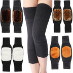 Grey fleece-lined thermal knee warmer socks for women