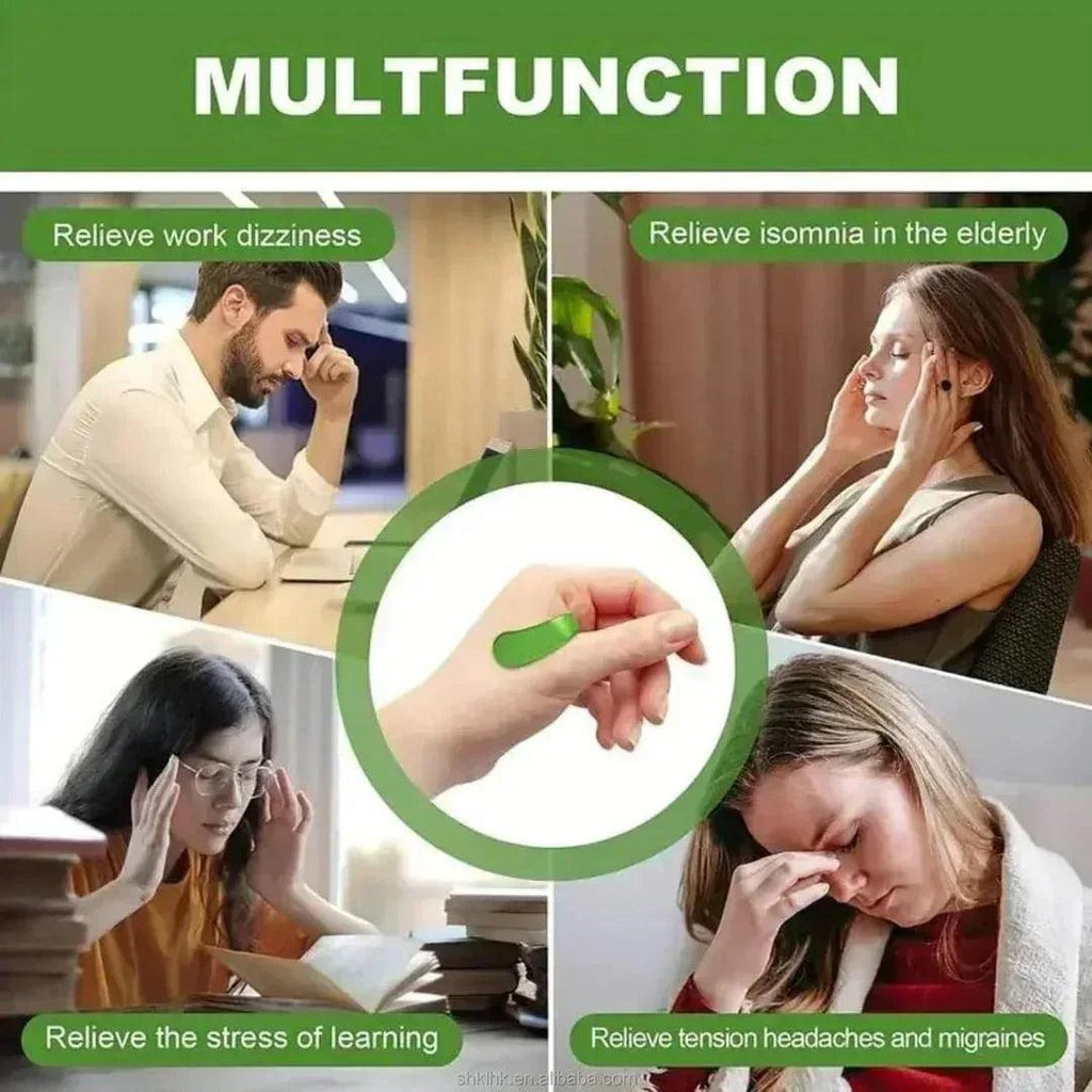 Multifunction acupressure wrist band for relieving dizziness, insomnia, stress, and headaches.