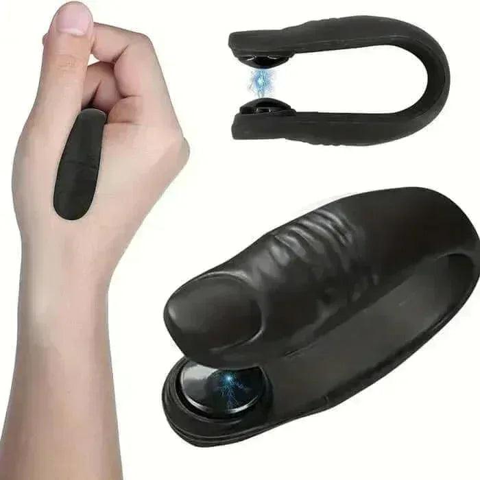 Black finger-worn portable mini flashlight with a charging case